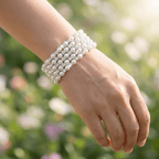 Manuela 5 soros gyöngy-kristály karkötő whitegold