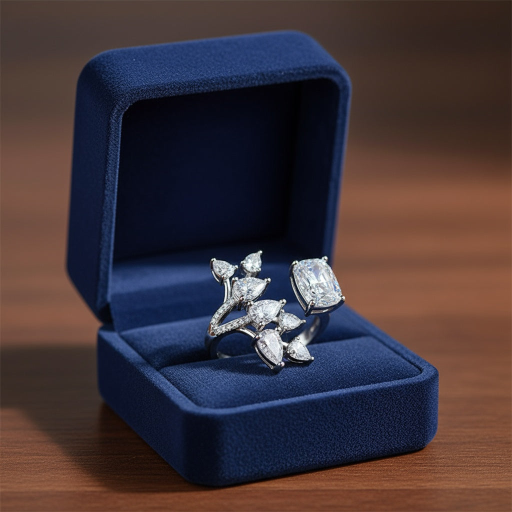 Méline kristályos gyűrű fehér (állítható méret)