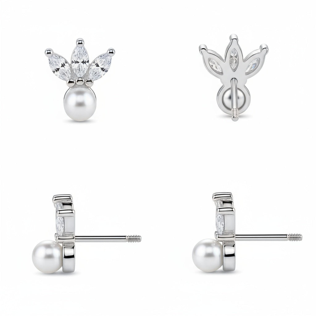 Gyöngyös üstökös fülbevaló whitegold