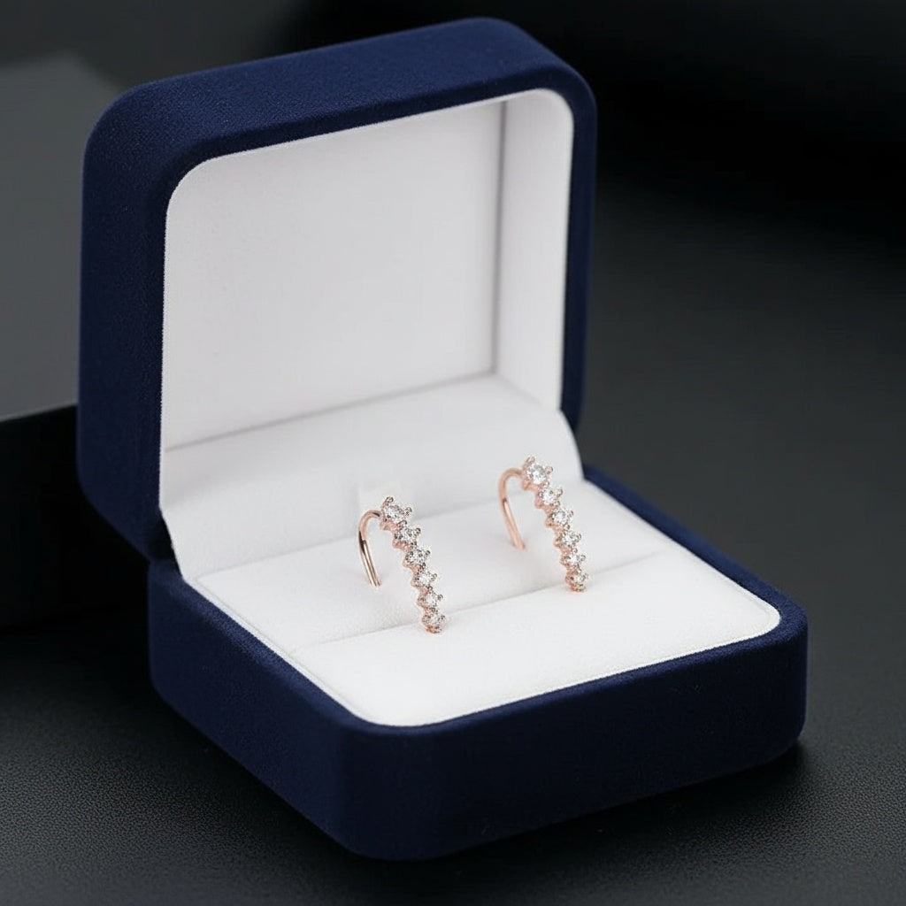 Kristályos rosegold fülbevaló -füldísz