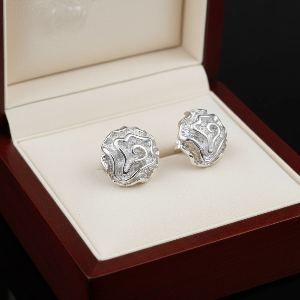 Ezüstös rózsa fülbevaló