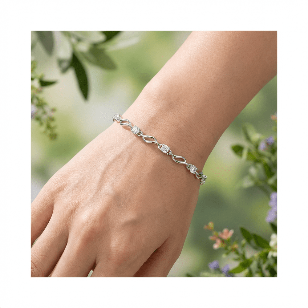 Hullám kristályokkal karkötő whitegold
