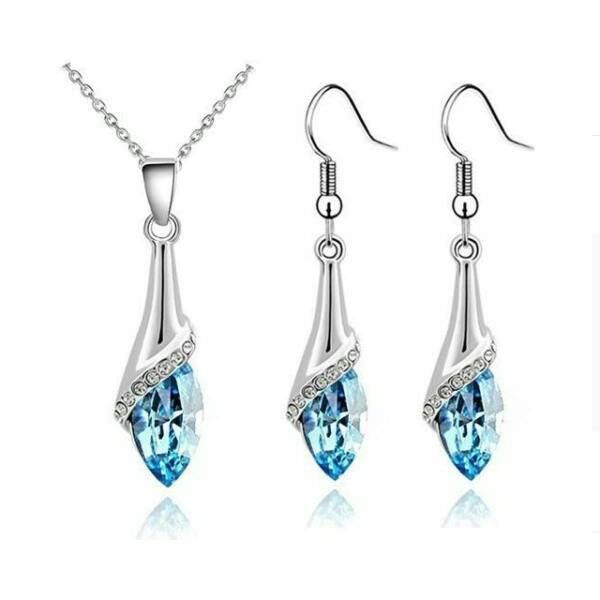 Exkluzív lógós szett tengerkék Swarovski kristállyal