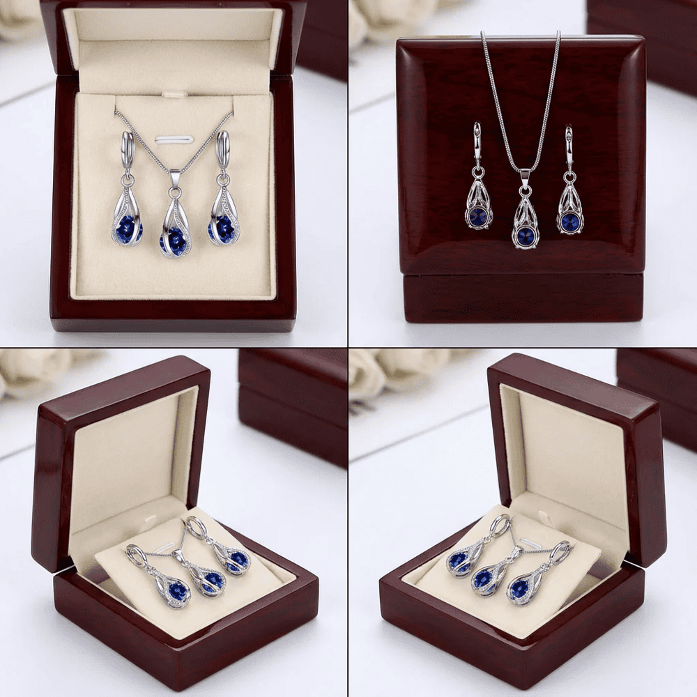 Smoon Soraya ékszer szett whitegold-mélykék