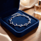 Szíves-kristályos karkötő whitegold-kék