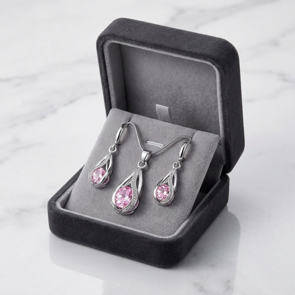 Smoon Soraya ékszer szett whitegold-pink