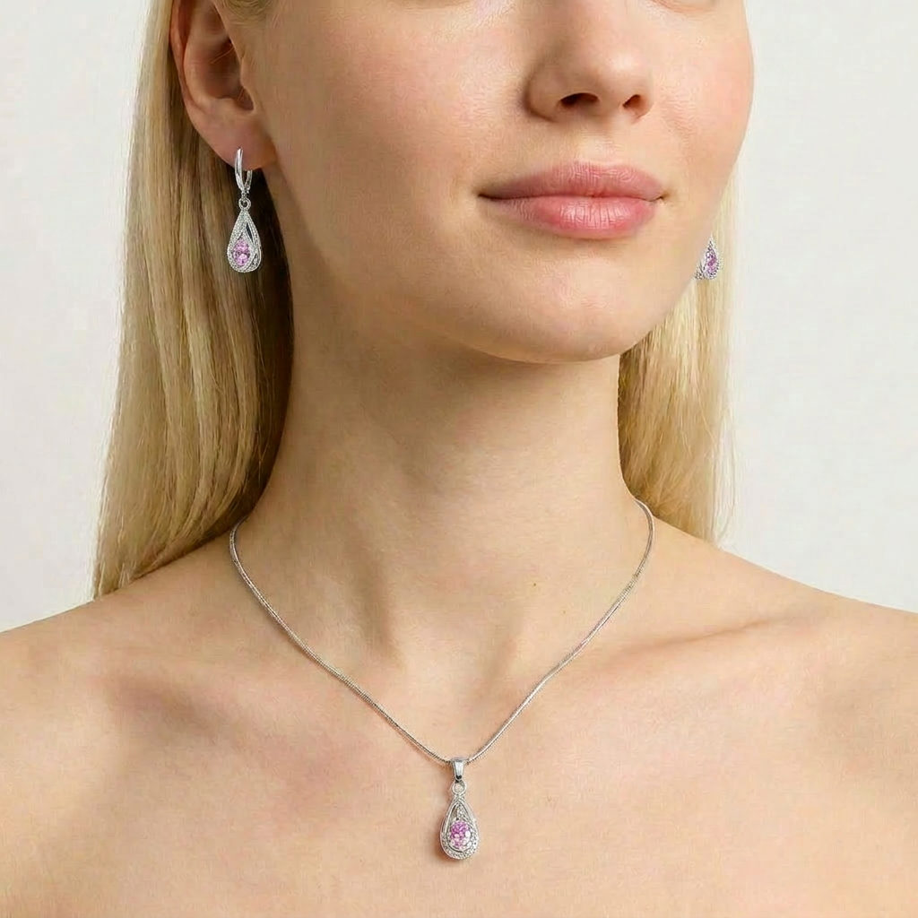 Smoon Soraya ékszer szett whitegold-pink