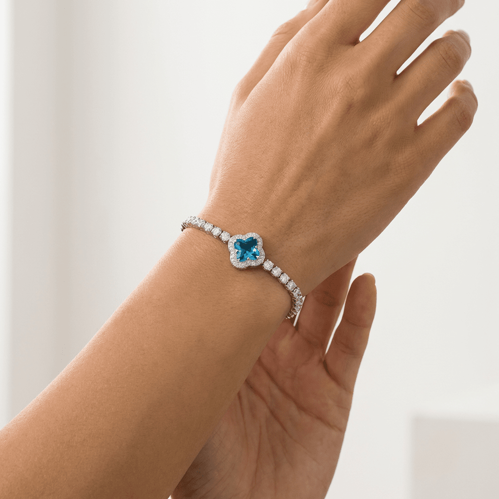 Marta tenisz karkötő virág dísszel whitegold-kék