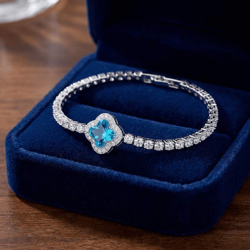 Marta tenisz karkötő virág dísszel whitegold-kék