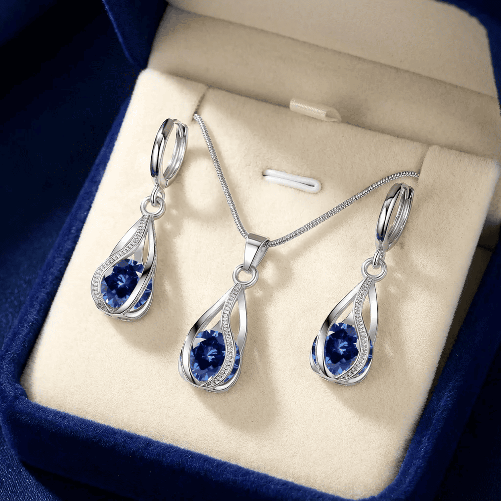 Smoon Soraya ékszer szett whitegold-mélykék