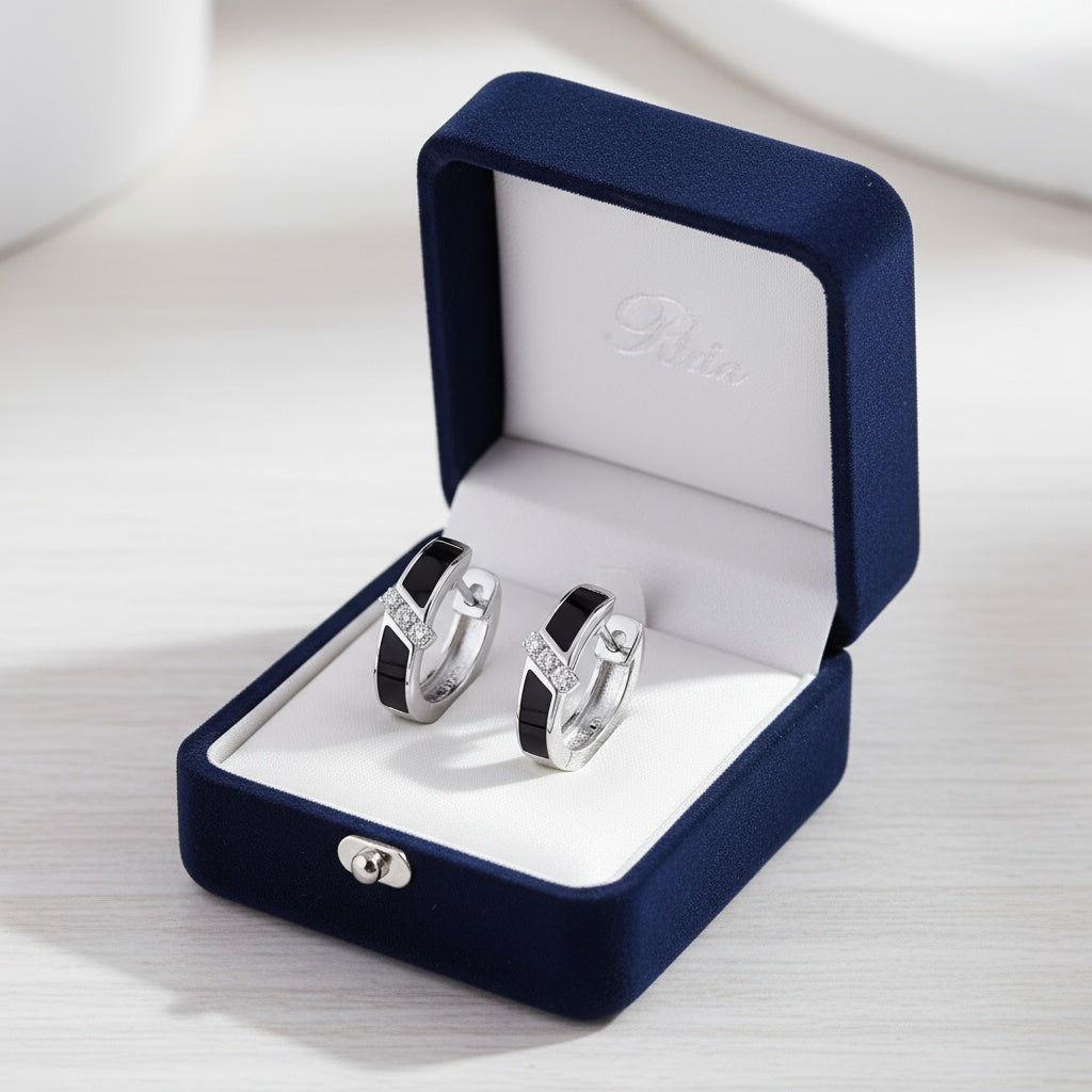 Aliya női fülbevaló whitegold-black