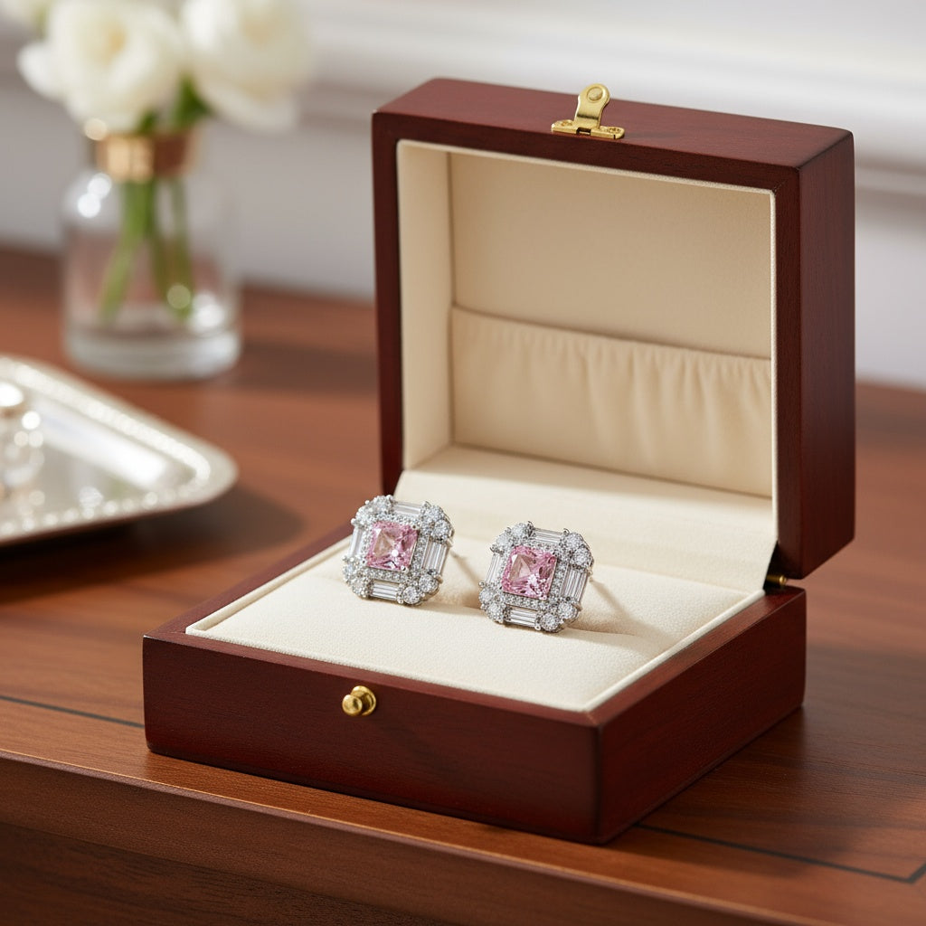 Margot kristály fülbevaló whitegold-rózsaszín