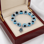 Hamsza védelmező karkötő ezüst-világoskék