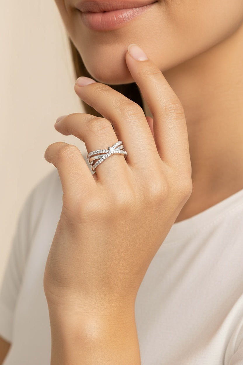 Anell kristályos gyűrű whitegold (állítható méret)