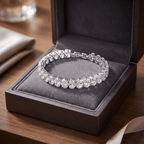 Nagy ovál kristályos kristály karkötő whitegold