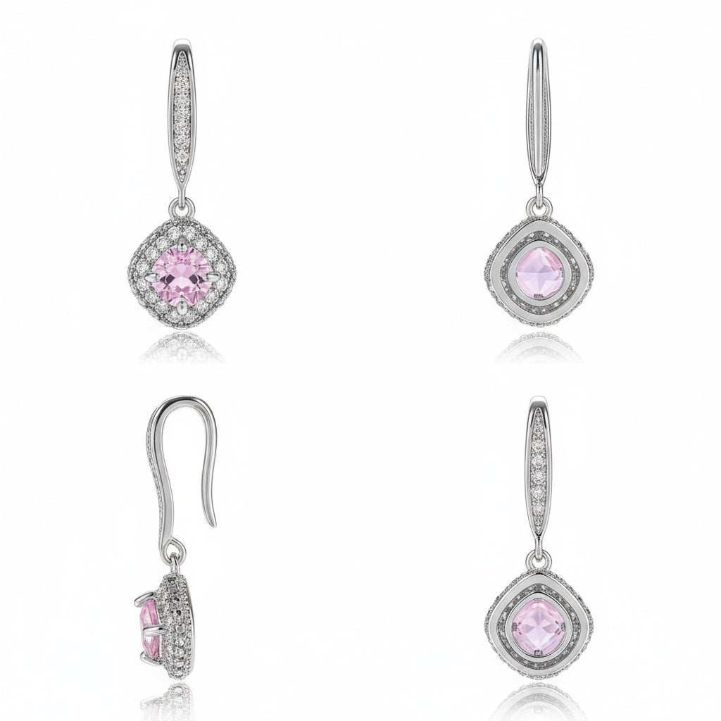 Angéle női fülbevaló whitegold-pink