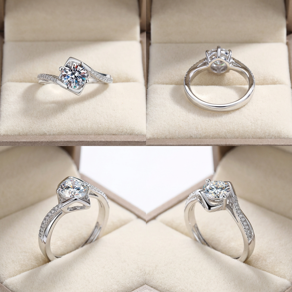 Whitegold-kristályos gyűrű (állítható méret)