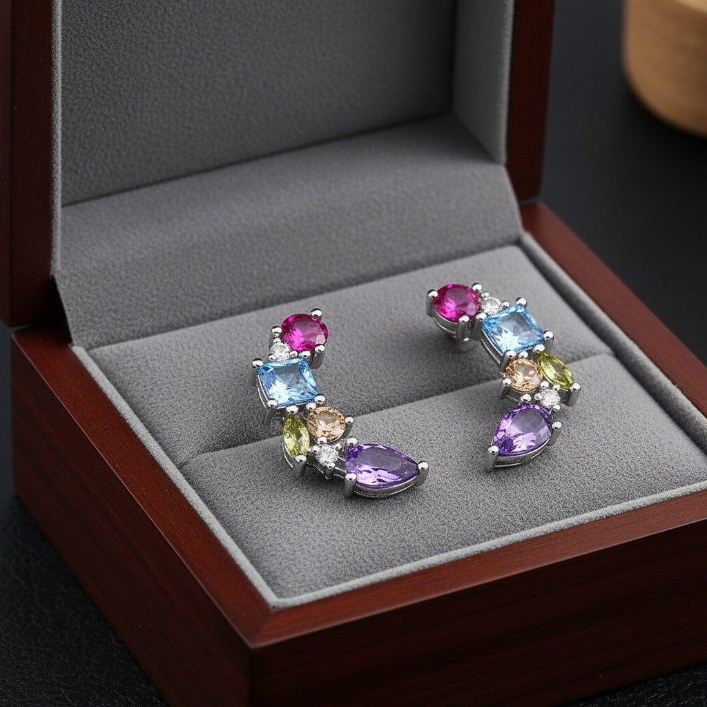 Multicolor kristály fülbevaló-füldísz