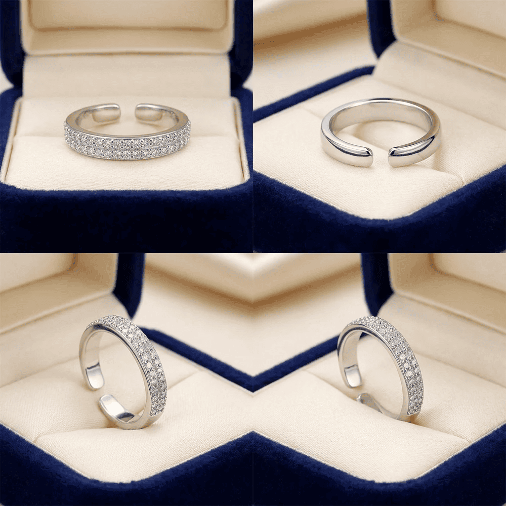 Két kristálysor gyűrű whitegold (állítható méret)