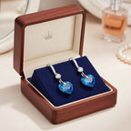 Lógós kék szív fülbevaló whitegold