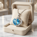 Dupla szív nyaklánc Swarovski kristállyal tengerkék