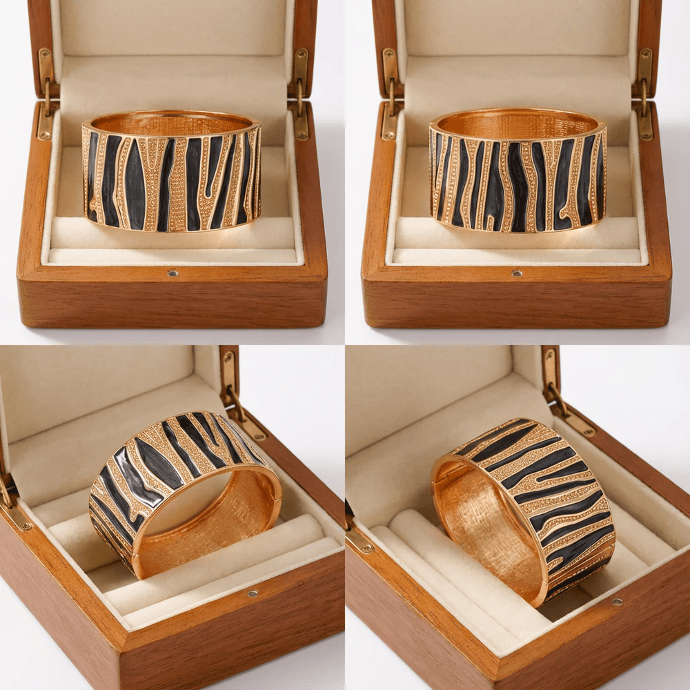 Zebra mintás karkötő fekete-arany