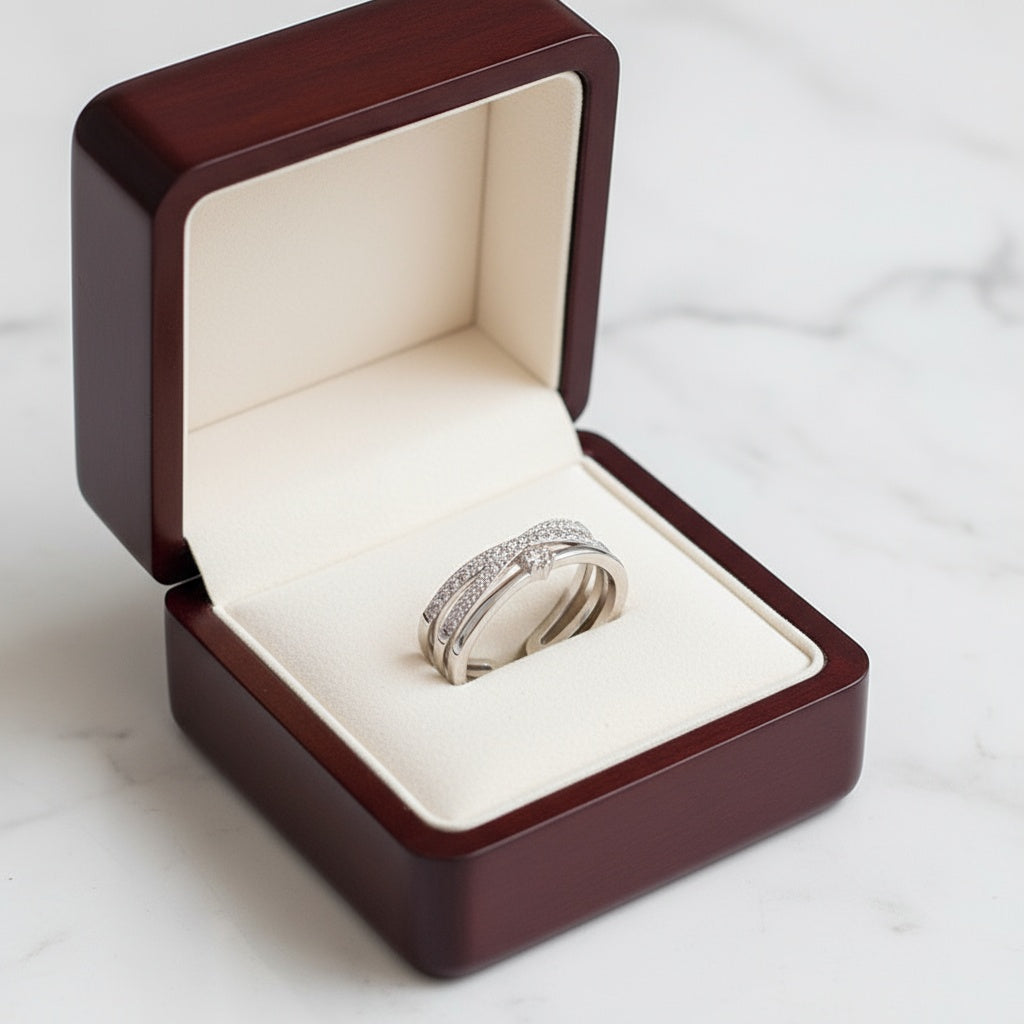 Anell kristályos gyűrű whitegold (állítható méret)