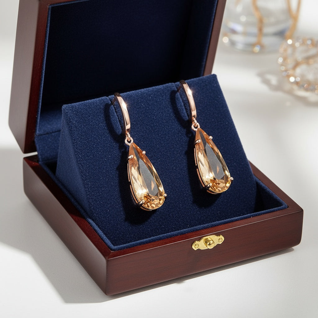 Pezsgőcsepp fülbevaló rosegold