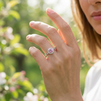 Nagy pink kristályos gyűrű whitegold (állítható méret)