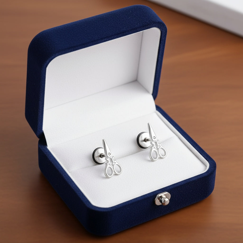 Nemesacél olló fülbevaló whitegold
