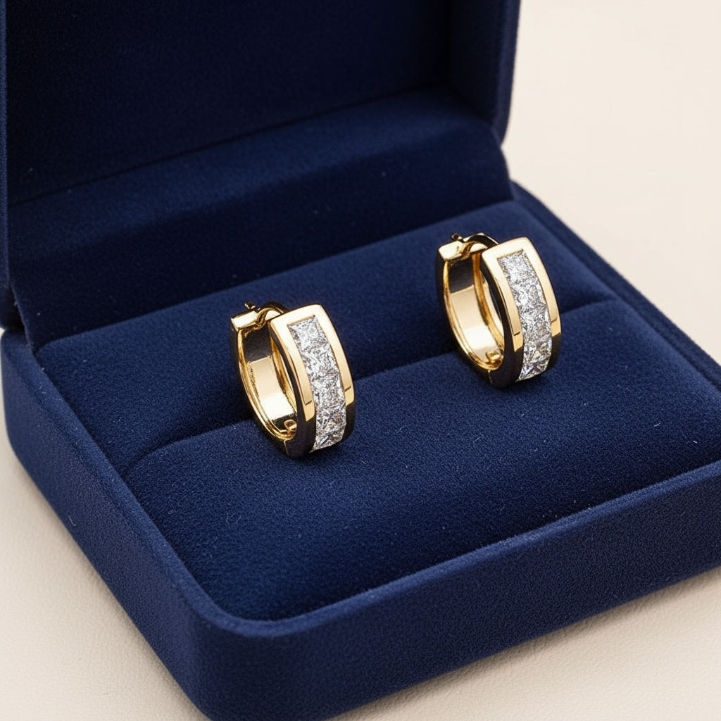 Leah négyzet kristályos fülbevaló gold