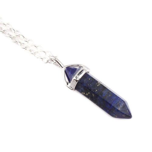 Ásvány függős nyaklánc ezüst lápisz lazuli