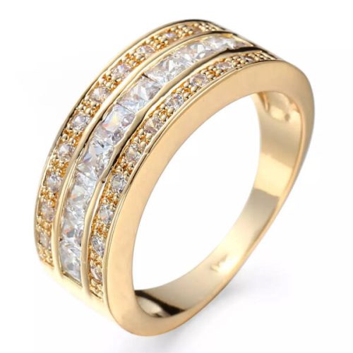 Exkluzív három kristálysoros gyűrű gold 51,8 mm