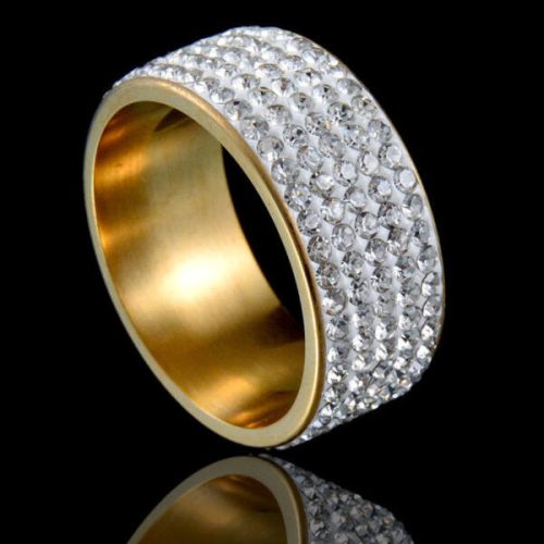 Ezerkristályos nemesacél gyűrű gold 62 mm