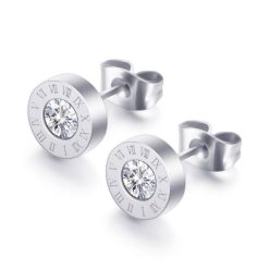 Római számos nemesacél fülbevaló whitegold