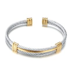 Nemesacél sodronyos karkötő whitegold-gold