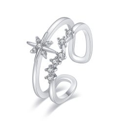   Csillagos kristályos gyűrű whitegold (állítható méret)