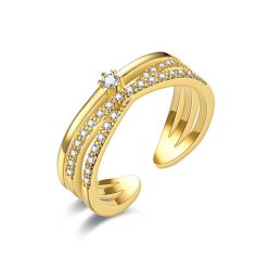 Brooklyn kristályos gyűrű gold (állítható méret)