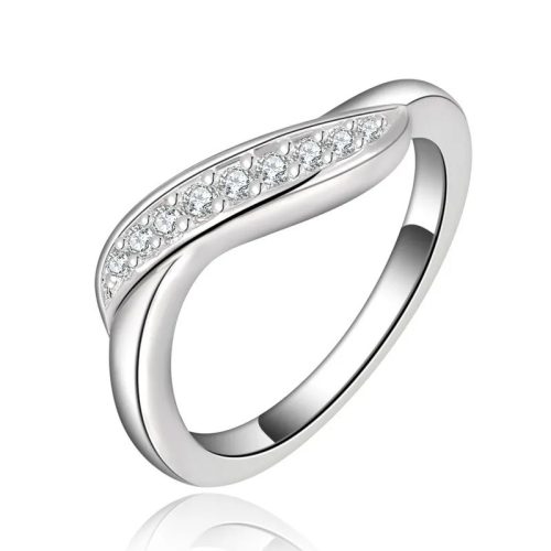 Elvira ezüstös kristály hullám gyűrű - 54,3 mm