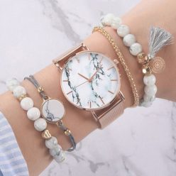 Talia márvány mintás női óra karkötőkkel rosegold